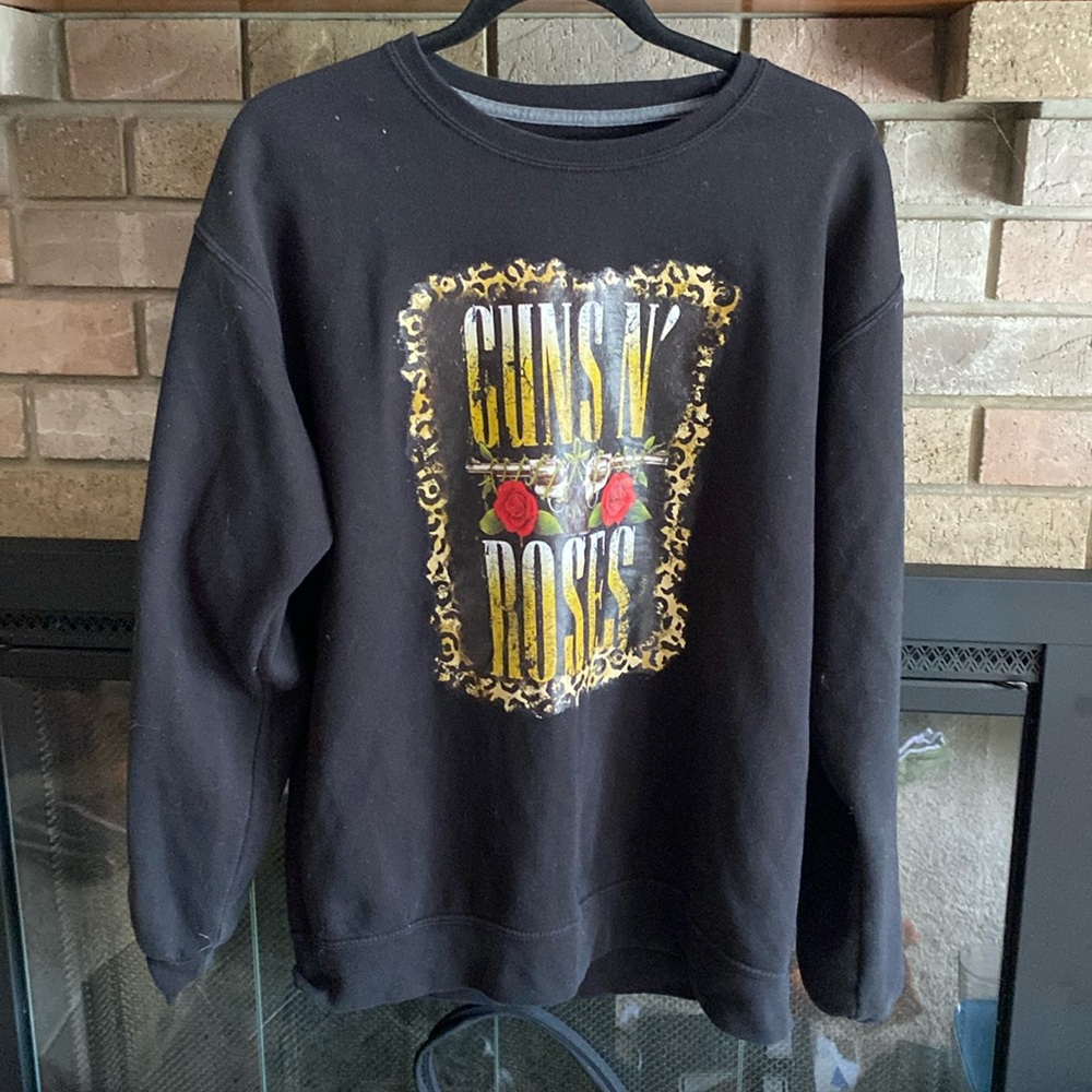 Guns + Roses Vinyl Design Crew Neck